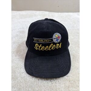 Vintage American Needle Pittsburgh Steelers Corduroy SnapBack Hat Black Cap Otto